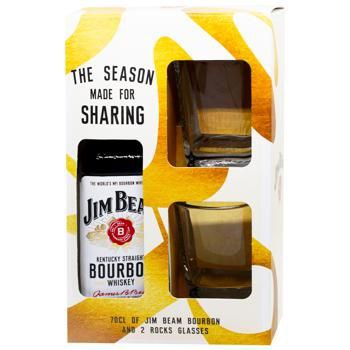 Віскі Jim Beam White 40% 0.7 л + 2 склянки